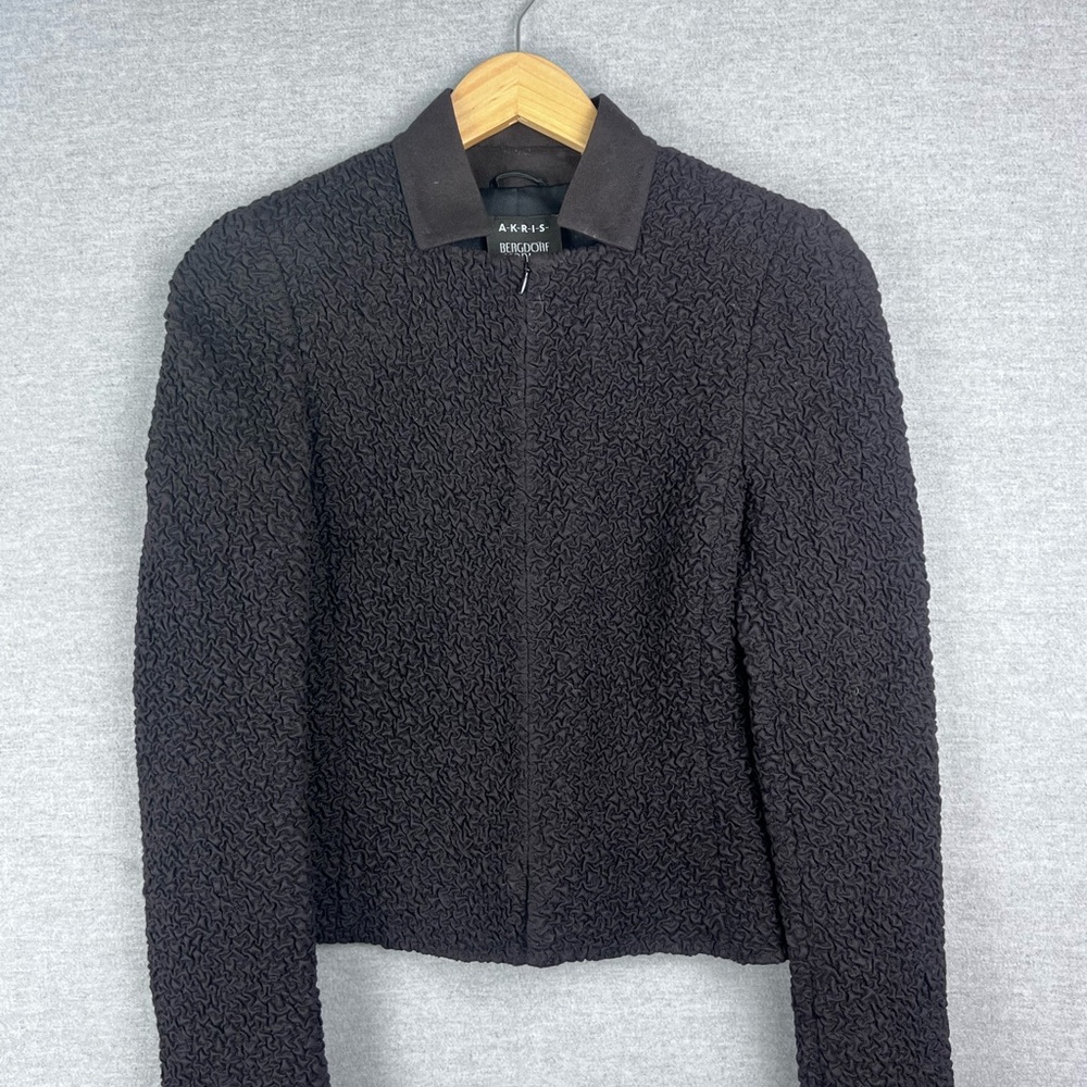 Akris Bergdorf Goodman Textured‎ Blazer Brown Crinkle Jacket US 4